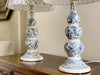 A Tall Pair of Spanish Blue & White Ceramic Table Lights