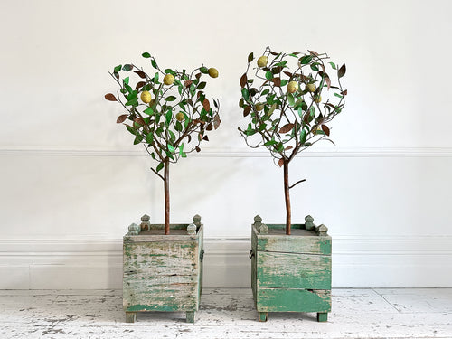A Pair of Large 1930's Italian Polychrome Tole Lemon Trees