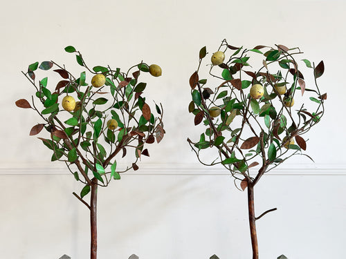 A Pair of Large 1930's Italian Polychrome Tole Lemon Trees