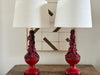 A Pair of 1960's Red Casa Pupo Manises Table Lights