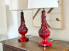 A Pair of 1960's Red Casa Pupo Manises Table Lights