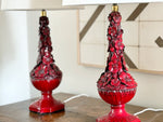 A Pair of 1960's Red Casa Pupo Manises Table Lights