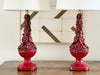 A Pair of 1960's Red Casa Pupo Manises Table Lights