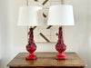 A Pair of 1960's Red Casa Pupo Manises Table Lights