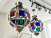 A Pair of Vintage Spanish Coloured Glass Lanterns