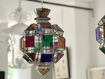 A Pair of Vintage Spanish Coloured Glass Lanterns