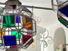 A Pair of Vintage Spanish Coloured Glass Lanterns