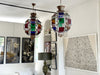 A Pair of Vintage Spanish Coloured Glass Lanterns