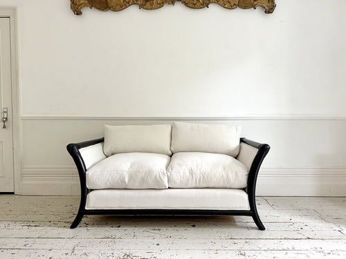 Matching Napoleon III Ebonised Sabre Legged Sofas - Two Seater