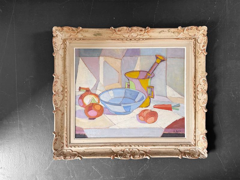A Large Oil on Board Abstract Still Life by Alfréd Réth in Montparnasse Frame