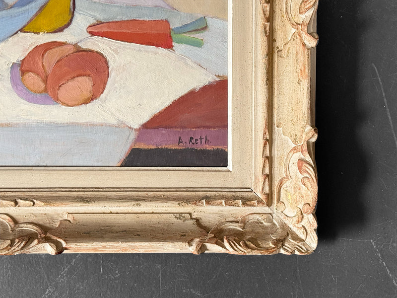 A Large Oil on Board Abstract Still Life by Alfréd Réth in Montparnasse Frame