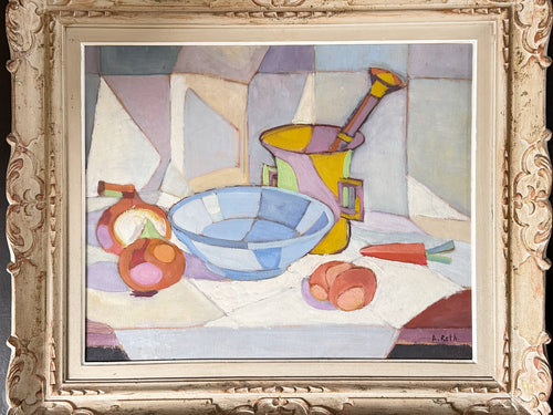 A Large Oil on Board Abstract Still Life by Alfréd Réth in Montparnasse Frame