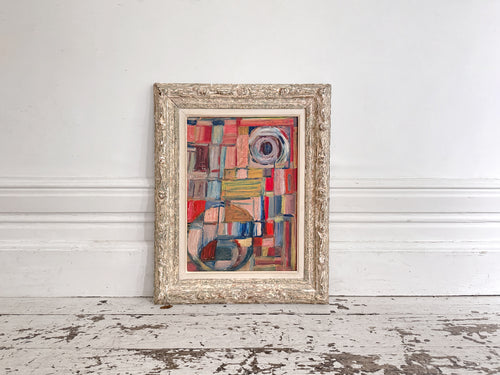 A 1950's French Abstract Oil on Board by Patrick Boudon in Antique Montparnasse Frame