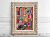A 1950's French Abstract Oil on Board by Patrick Boudon in Antique Montparnasse Frame