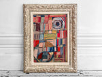 A 1950's French Abstract Oil on Board by Patrick Boudon in Antique Montparnasse Frame