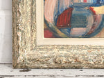 A 1950's French Abstract Oil on Board by Patrick Boudon in Antique Montparnasse Frame