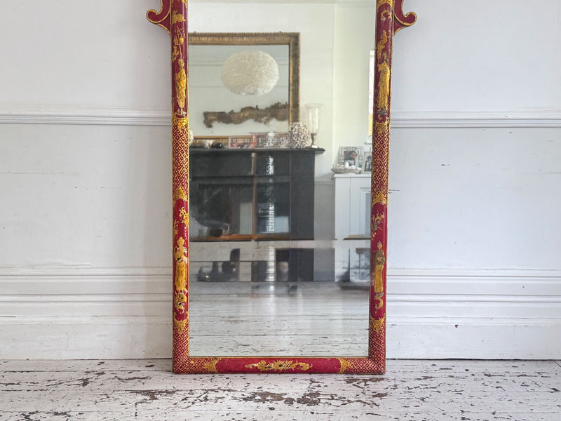 A 1920's Pierre Lottier Scarlet Chinoiserie Mirror