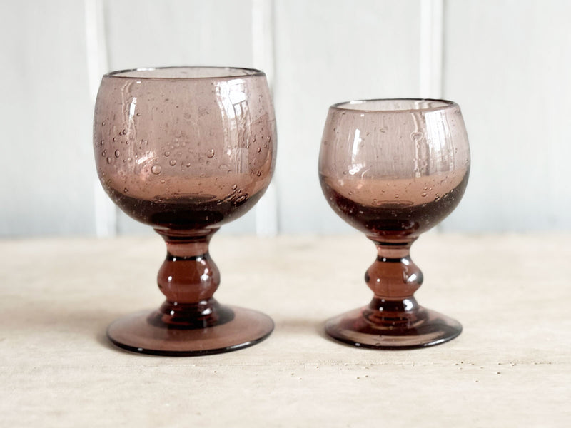 A Large Set of 1960's Biot Dark Pink Glasses & Bowl