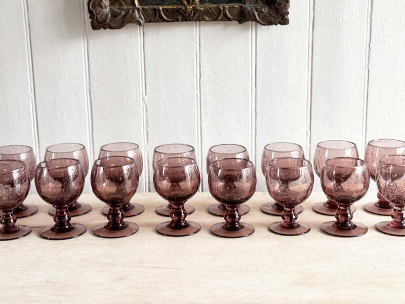 A Large Set of 1960's Biot Dark Pink Glasses & Bowl