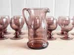 A Large Set of 1960's Biot Dark Pink Glasses & Bowl