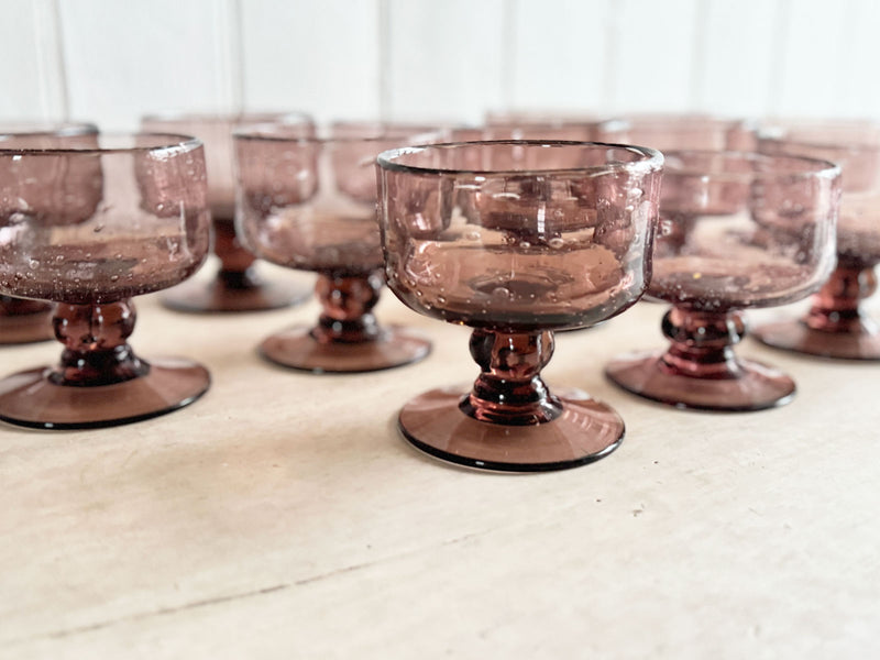 A Large Set of 1960's Biot Dark Pink Glasses & Bowl