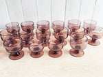 A Large Set of 1960's Biot Dark Pink Glasses & Bowl