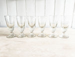 A Set of 6 Heavy French Etched 'Café' Glasses