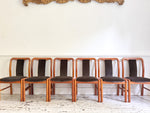 A Set of 6 1960's Danish Dining Chairs in Dark Brown Velvet by Boltinge
