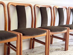 A Set of 6 1960's Danish Dining Chairs in Dark Brown Velvet by Boltinge