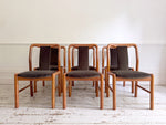 A Set of 6 1960's Danish Dining Chairs in Dark Brown Velvet by Boltinge