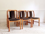 A Set of 6 1960's Danish Dining Chairs in Dark Brown Velvet by Boltinge