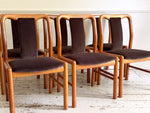 A Set of 6 1960's Danish Dining Chairs in Dark Brown Velvet by Boltinge