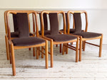 A Set of 6 1960's Danish Dining Chairs in Dark Brown Velvet by Boltinge