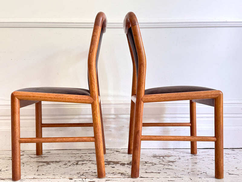 A Set of 6 1960's Danish Dining Chairs in Dark Brown Velvet by Boltinge