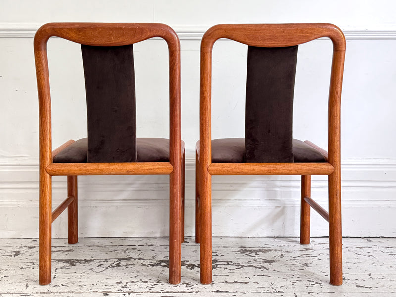 A Set of 6 1960's Danish Dining Chairs in Dark Brown Velvet by Boltinge