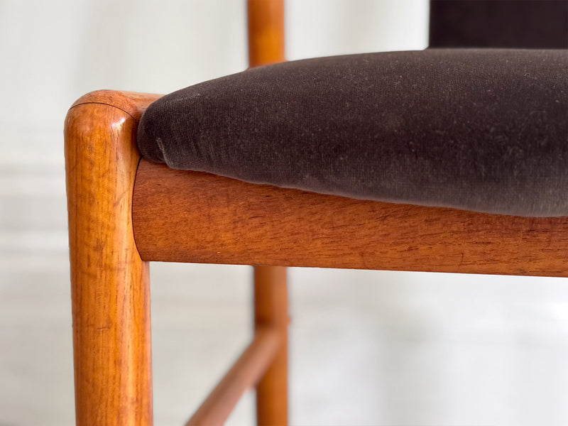 A Set of 6 1960's Danish Dining Chairs in Dark Brown Velvet by Boltinge