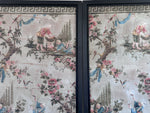 A Triptych of 18th C Chinoiserie Block Printed, Hand Painted Canvas Wall Coverings 