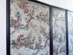 A Triptych of 18th C Chinoiserie Block Printed, Hand Painted Canvas Wall Coverings 