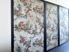 A Triptych of 18th C Chinoiserie Block Printed, Hand Painted Canvas Wall Coverings 