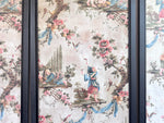 A Triptych of 18th C Chinoiserie Block Printed, Hand Painted Canvas Wall Coverings