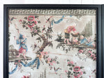 A Triptych of 18th C Chinoiserie Block Printed, Hand Painted Canvas Wall Coverings