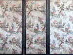 A Triptych of 18th C Chinoiserie Block Printed, Hand Painted Canvas Wall Coverings