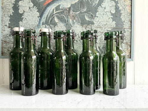 Vintage French Green Glass Lemonade Bottles