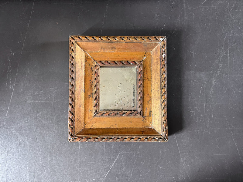 A Small 19th C Italian Ribbon Carved Giltwood Mirror