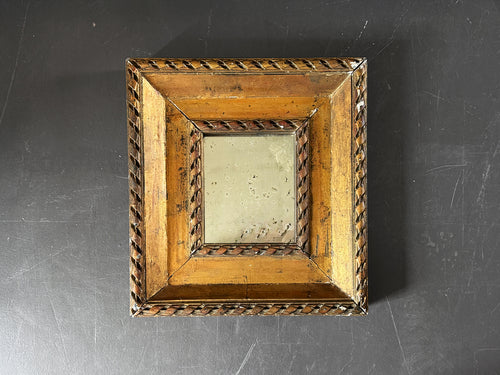 A Small 19th C Italian Ribbon Carved Giltwood Mirror