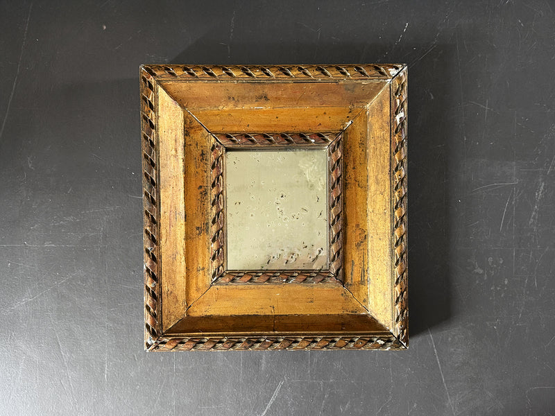 A Small 19th C Italian Ribbon Carved Giltwood Mirror