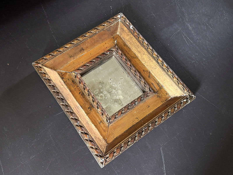 A Small 19th C Italian Ribbon Carved Giltwood Mirror