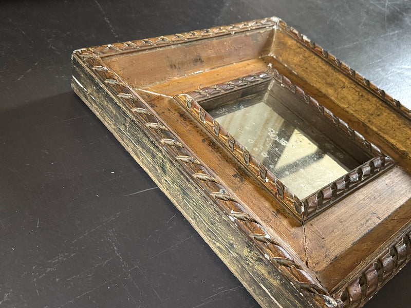 A Small 19th C Italian Ribbon Carved Giltwood Mirror