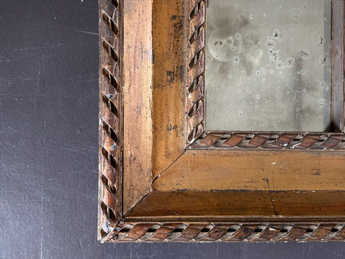 A Small 19th C Italian Ribbon Carved Giltwood Mirror