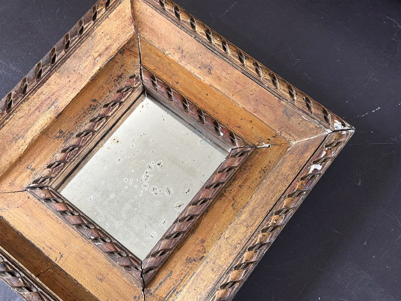 A Small 19th C Italian Ribbon Carved Giltwood Mirror